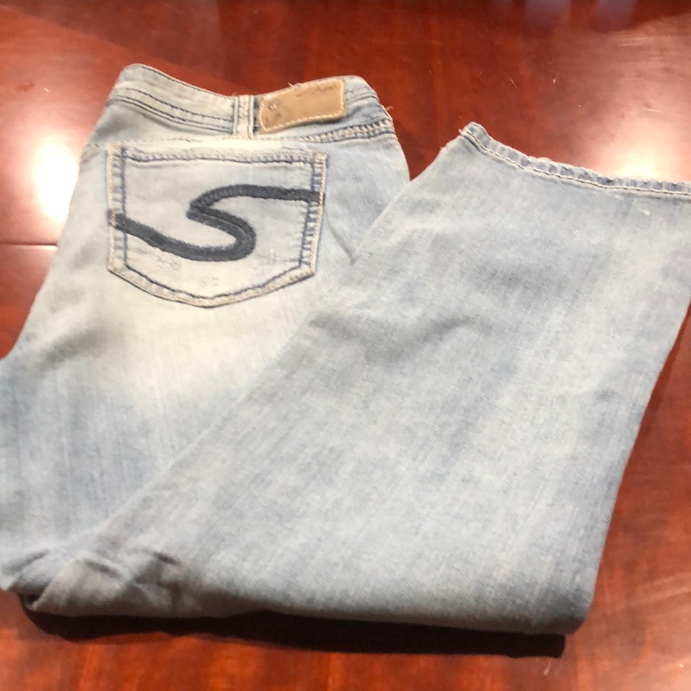 Silver crop jeans